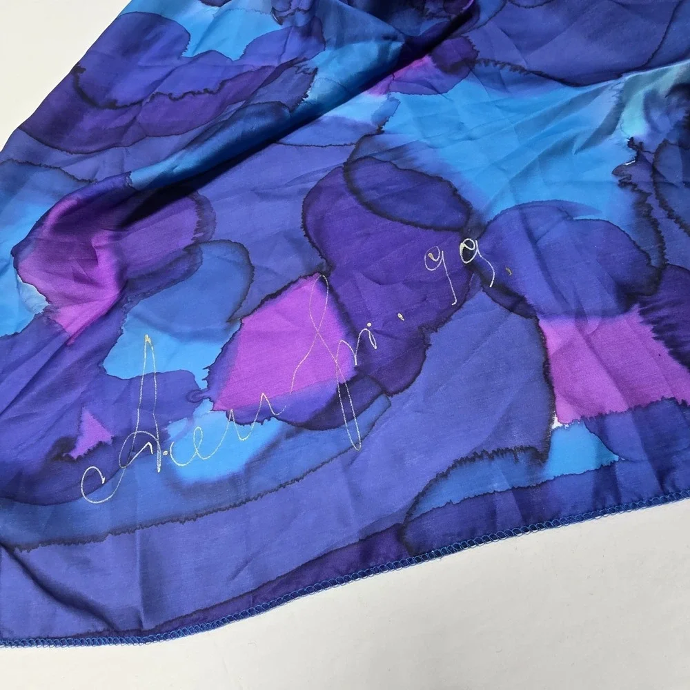 Vtg '99 Abstract Silk Scarf Signed Approx 33